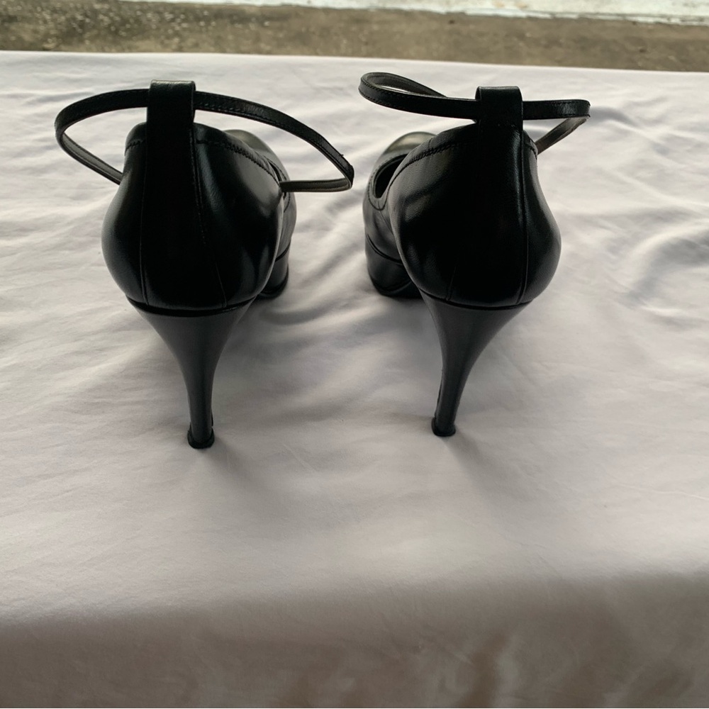 Guess by Marciano Black Leather Ankle-Strap Round-Toe Pumps - Picture 4 of 5